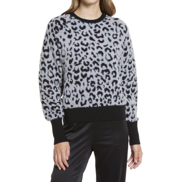 Nwt | Halogen Cozy Sweater in Grey-Black Cool Leopard Size X-Large - Picture 1 of 7